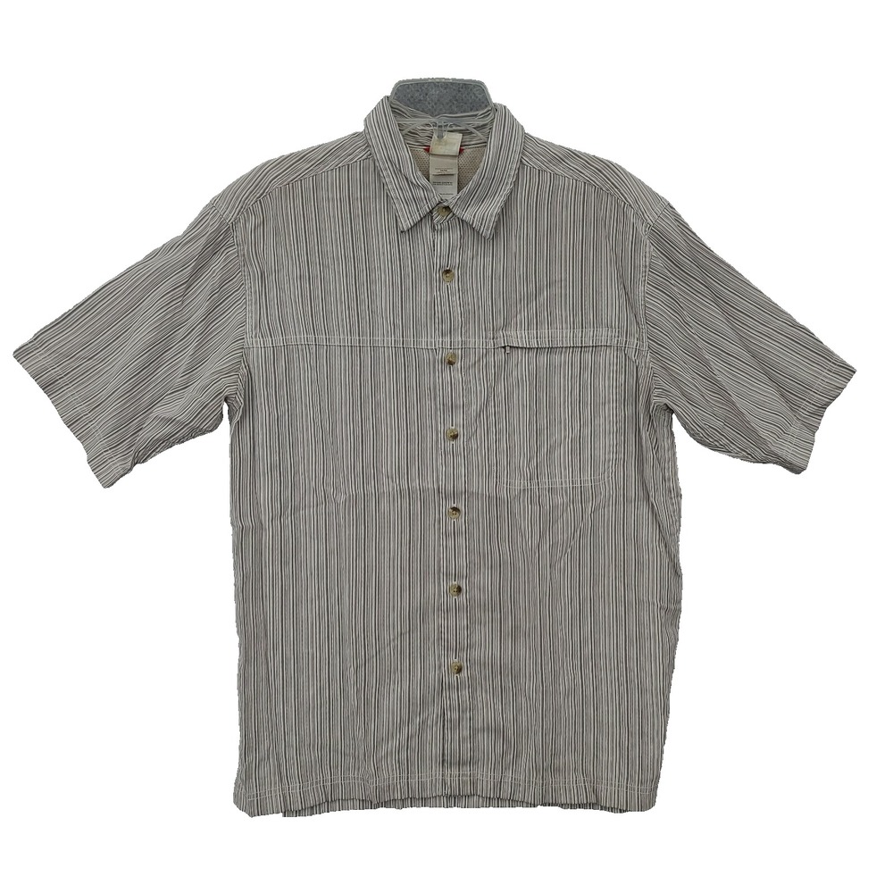 The North Face Mens Shirt Size Medium M Collared Striped Short Sleeve